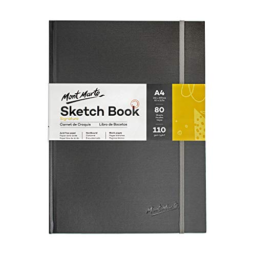Mont Marte Sketchbook A4 – 80 Fogli – 110 g/m² – Carta di Alta qualità – Quaderno da Disegno Ideale per Schizzi e Disegni