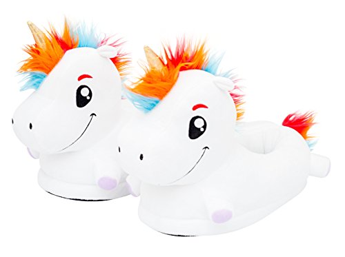 TMR GLOBAL, pantofole a forma di unicorno Ace e Cup, per bambini, con luci, taglia unica, modello Ace - Taglia unica - White