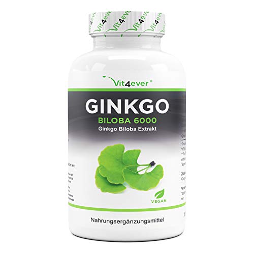 Ginkgo Biloba 6000 mg - 365 Compresse - Premium: Con flavoni glicosidi + terpeni lattoni ginkgolidi e acido ginkgolico libero - Senza additivi indesiderati - Altamente dosato - Vegano