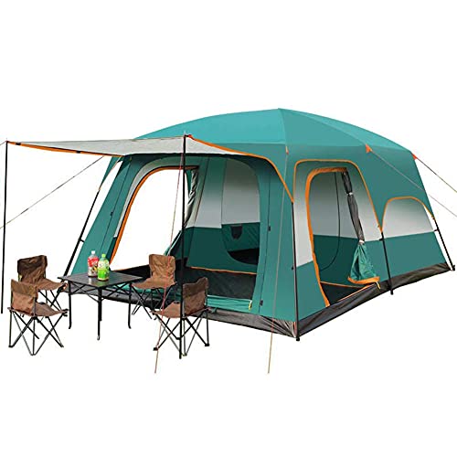 JQDZX Tenda da Campeggio, Tenda a Cupolaper Doppio Strato Impermeabile & Antivento Facile da Montare, per 3 Stagioni, Spiaggia Campeggio Pesca Tenda (Dark green,5-8 people)