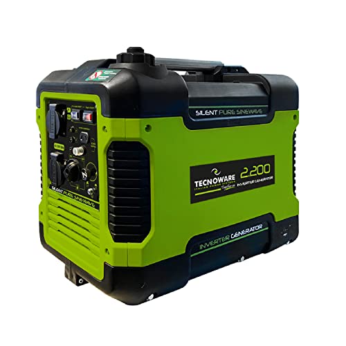 Tecnoware Generatore 2200VA ad Inverter Silenziato, Monofase 230 Vac, 50 Hz, Motore a Scoppio OHV Alimentato a Benzina (Capacità Serbatoio 4L), Accensione Manuale