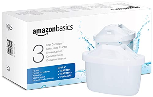 Amazon Basics Filtri per acqua, confezione da 3 | adatto e compatibile con tutte le caraffe BRITA, incluse le caraffe PerfectFit e Amazon Basic