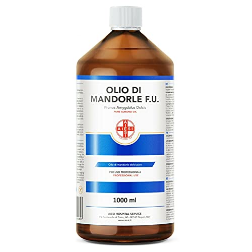 AIESI® Olio di Mandorle Dolci F.U. puro 100% spremuto a freddo per uso Farmaceutico Alimentare Cosmetico e Dermatologico flacone da 1 litro # Made in Italy