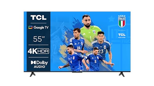 TCL 55P639, TV 55”, 4K HDR, Ultra HD, Google TV con design senza bordi (HDR 10, Game Master, Dolby Audio, compatibile con Assistente Google e Alexa), Argento scuro