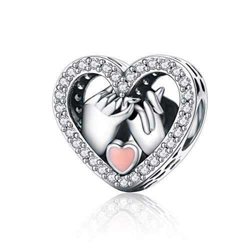 Ciondolo d'argento Sterling Charm Cuore con mani Love Charm compatibile con Pandora Bracciale Gioielli regalo