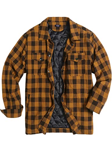 COOFANDY Camicia da uomo a quadretti, fodera interna, invernale, camicia termica da uomo, giallo scuro, M