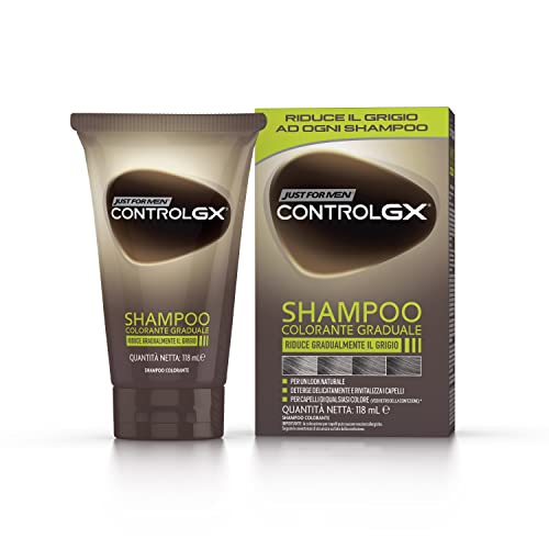 Just for Men Control GX, Shampoo Colorante Uomo, Colore & Tinta Capelli, Riduce Gradualmente il Grigio, per un Look Naturale, 118 ml