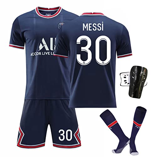 YUyankejiYX - Maglia da calcio a maniche corte con pantaloncini, divisa da calcio per adulti e bambini 21-22 (Nr. 30 Messi, S)