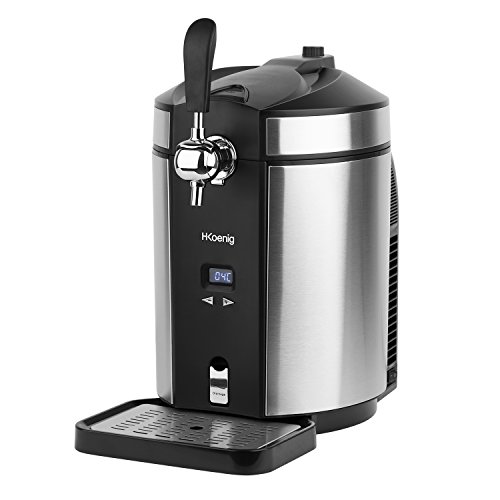 H.Koenig BW1880 Spillatore di birra per Fusti Universali 5L, Pressurizzati e Non-pressurizzati da 5L, acciaio inossidabile, professionale, Raffreddamento integrato da 2 a 12°, display a LED
