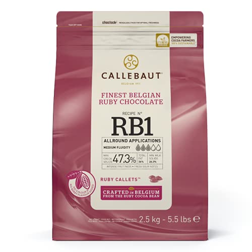 Callebaut Receipe RB1 Ruby - Cioccolato rosa, 47,3% di cacao, 2,5 kg, confezione da 1