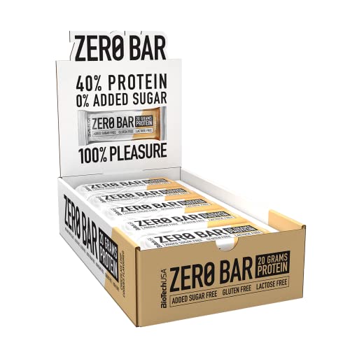 BioTechUSA Zero Bar Barretta ad alto contenuto proteico senza zuccheri aggiunti o aspartame, senza lattosio né glutine e con dolcificanti, 20*50 g, Chocolate Chip Cookies