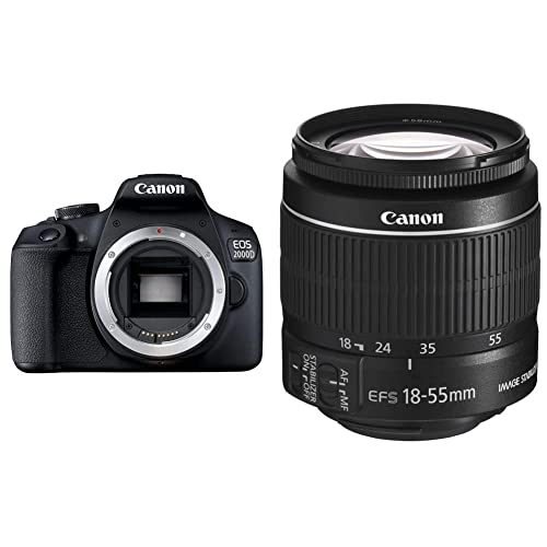 Canon EOS 2000D body (APS-C 24,1 Mp, fino a 3fps, schermo 3 pollici, video FHD) & obiettivo EF-S 18-55 mm f/3,5-5,6 IS II