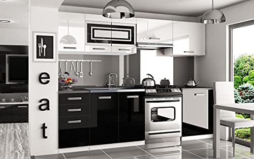 IKAR | Cucina Completa Modulare Lineare L 240 / 180cm 7 pz | Piano di Lavoro Incluso | Set di mobili da Cucina Moderni