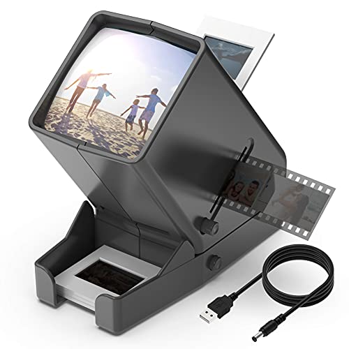 DIGITNOW! Visualizzatore di diapositive e pellicole da 35 mm, visualizzazione illuminata a LED con ingrandimento 3X, alimentazione USB/funzionamento a batteria, per negativi di diapositive da 35 mm