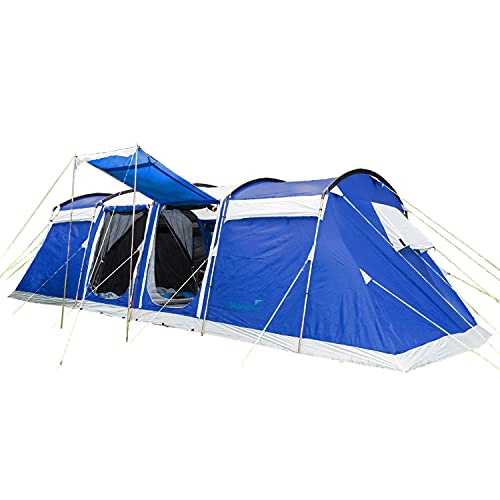 Skandika Montana Protect - 8 posti - Tende Campeggio familiare - 700 x 310 cm - Pavimento della Tenda Cucito a catino - 4 cabine (Blu)