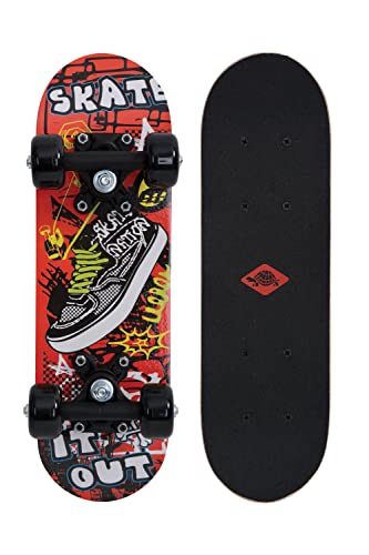 Schildkröt Mini-Skateboard 17', Tavola in Legno 43 x 13 cm, Ruote in Plastica 50 x 30 mm, Design: Skate It Out, 510610