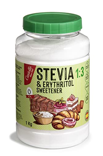 Dolcificante Stevia + Eritritolo 1:3 | 1g = 3g zucchero | Sostituto dello Zucchero 100% Naturale - 0 calorie - 0 Indice Glicemico - Keto e Paleo - 0 Carboidrati - No OGM - Castello since 1907-1 kg