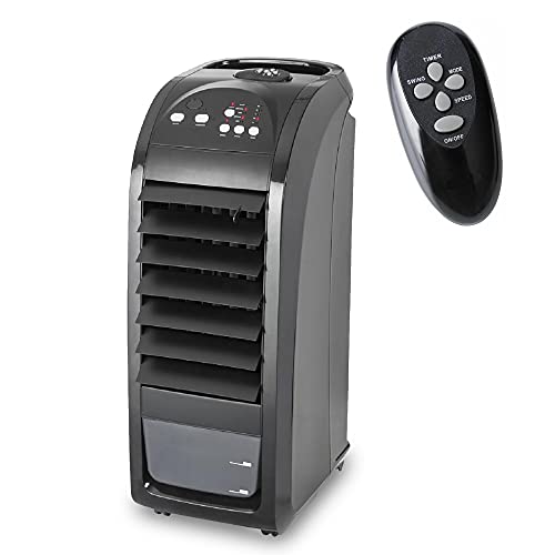MaxxHome - Condizionatore d'aria silenzioso, 75 W, con design pratico, per casa e ufficio, a risparmio energetico, con funzione di raffreddamento, moderno, colore: nero