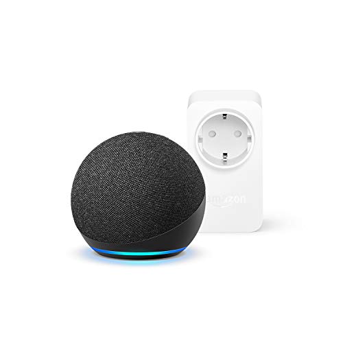 Echo Dot (4ª generazione), Antracite + Amazon Smart Plug (presa intelligente con connettività Wi-Fi), compatibile con Alexa - Kit di base per Casa Intelligente
