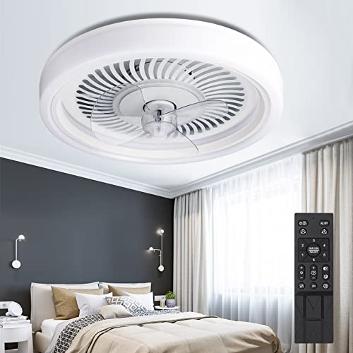 Ventilatore a Soffitto con Lampada 48W，LED Fan Plafoniera Ventilatore per soffitto Moderno con Telecomando Dimmerabile Ventilatori da Soffitto 3 Velocità E Timer Lampada Ventilatore Φ56 (Bianca)
