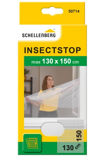 Schellenberg 50714 Zanzariera finestra per finestre fino a 130 x 150 cm, zanzariere senza perforazione, incl. nastro di fissaggio, bianco