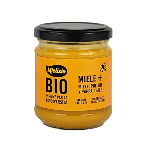 Mielizia BIO - MIELE+ Mix Energetico e Biologico 100% Italiano con Miele, Polline e Pappa reale fresca - 250g