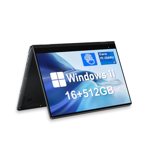 FUNYET Laptop 2 in 1, Processore i7-1265U 16 GB RAM 512 GB SSD Convertibile a 360° PC Laptop Windows 11, Laptop da 14 pollici con Tastiera retroilluminata e Sblocco con Impronta Digitale