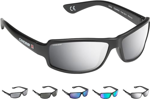CRESSI Ninja Floating Sunglasses - Occhiali Sportivi da Sole Polarizzati Galleggianti da Uomo, Nero-Lente Silver, Taglia Unica