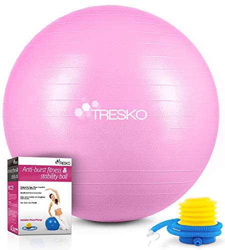 TRESKO Palla Fitness, Palla Pilates Anti-Scoppio 55cm/65cm/75cm/85cm Palla da Ginnastica con Pompa Rapida per Fitness Yoga e Pilates (Princess Pink, 75cm)