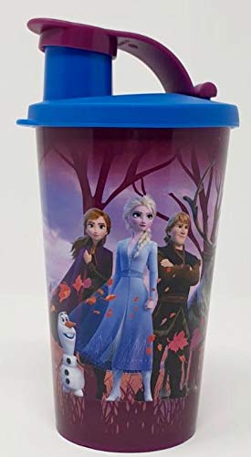 TUPPERWARE Bicchiere Disney Frozen ELSA Regina di ghiaccio con coperchio a prova di perdite, 330 ml, rosa e bianco, ideale per smoothie