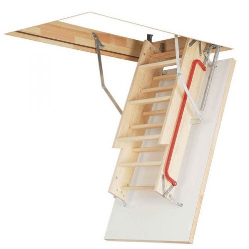 Optistep - Scala retrattile per soffitta in legno, dimensioni cornice (P x L x A): 60 x 120 x max 280 cm, sportello coibentato