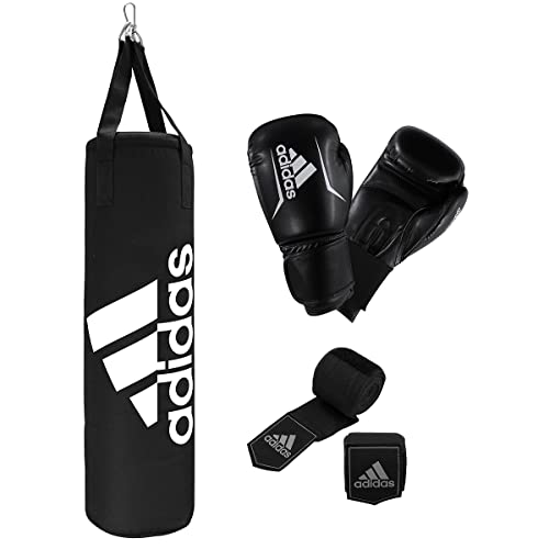 adidas Boxing Kit, Set da Boxe. Unisex-Adulti, Nero, Boxsack: 80cm Handschuhe: 10oz