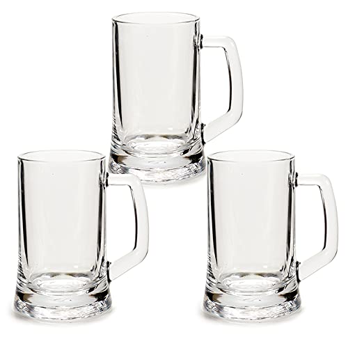 Set di 3 vasetti di birra con manico, bicchiere tradizionale inglese e USA, in vetro da 395 ml