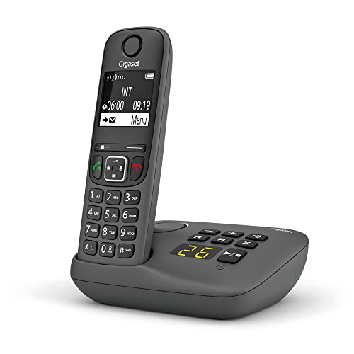 Gigaset A695A - Telefono senza fili con segreteria telefonica, ampio display retroilluminato per una facile visualizzazione, blocco delle chiamate, grigio
