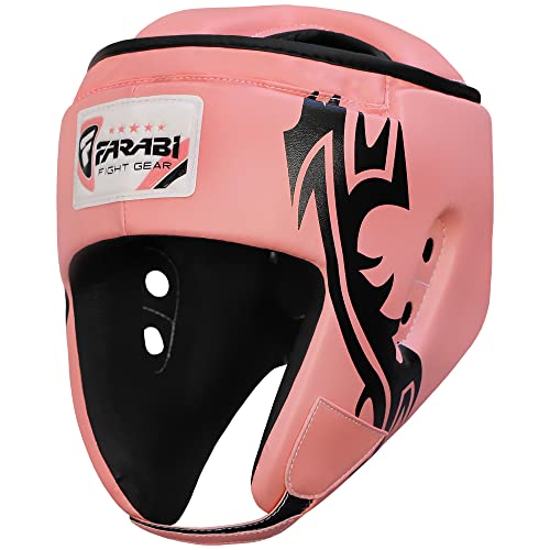 Farabi Sports Boxe femminile MMA Muay Thai Kickboxing jiu Jitsu Karate Taekwondo BJJ Allenamento di arti marziali Punzonatura Protezione per il viso Protezione per la testa (Pink, S)