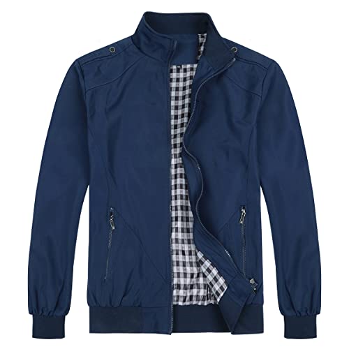 Allthemen Giubbotto da uomo leggero giacca militare comodo giacca casual primavera autunno Aviatore collo alto estate blu XL