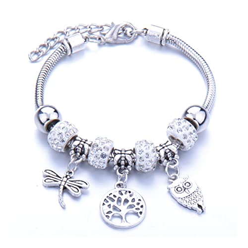 Bracciale da donna LuLiyLdJ, bracciale a catena in acciaio inossidabile con pendenti di perle e cristalli