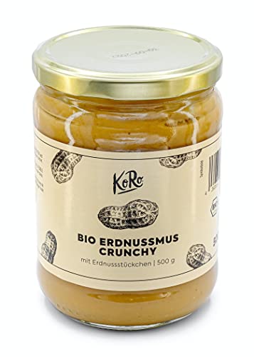 KoRo - Crema di arachidi crunchy bio 500 g - burro di arachidi croccante biologico, 100% arachidi, senza zucchero e senza olio, crema proteica senza glutine