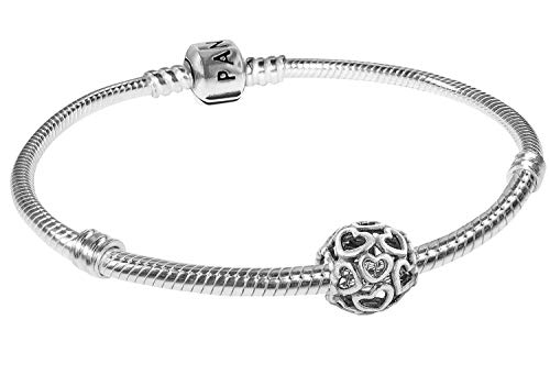 Pandora Hearty 79244 - Bracciale da donna in argento magico, idea regalo elegante per donne alla moda, 21 cm, Argento, Nessuna pietra preziosa