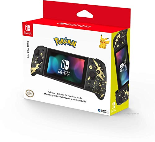 Hori Split Pad Pro, Controller ergonomico per la Modalità Portatile - Pikachu Black & Gold - Nintendo Switch