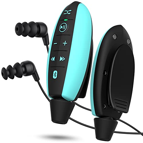 AGPTEK Lettore MP3 Nuoto con Clip, 8GB Lettore Musicale Impermeabile IPX8 con Bluetooth e Cuffie Subacquee per Nuoto, Sport Acquatici, Corsa