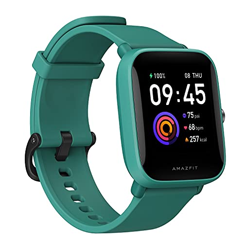 Amazfit Smartwatch Bip U, durata della batteria di 9 giorni, AMOLED da 1,43', monitoraggio della frequenza cardiaca/sonno/stress, oltre 60 modalità sport (verde)