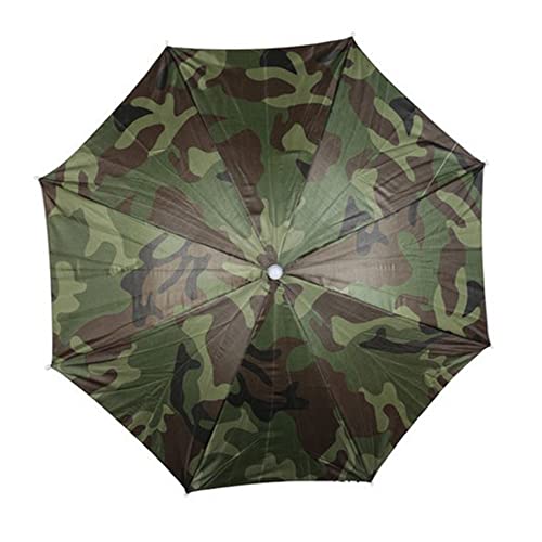 WyldSenc Ombrellone da pesca, parasole montato sulla testa, diametro 65 cm, cappello mimetico, ombrello, viaggi, pesca, attività all'aperto, accessorio avventura