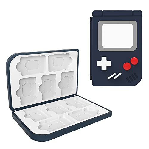 Custodia per Nintendo Switch, portatile e sottile in silicone magnetico per schede di memoria con 10 scomparti per carte di gioco e 10 slot per schede micro SD (blu scuro)