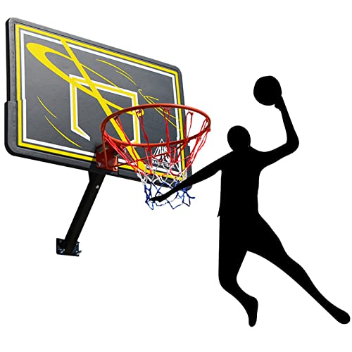 Canestro Basket Canestro da Basket Professionale per Pilastro/Muro, Tabellone da Basket Infrangibile a Parete per Esterni per Impieghi Gravosi con Supporto, Sistema di Basket in Casa