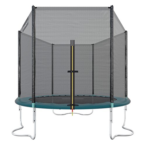 Trampolino da giardino Ultrasport Jumper, trampolino completo di tappetino per saltare, rete di sicurezza, palo di rete imbottito e copertura dei bordi, verde (251 cm)