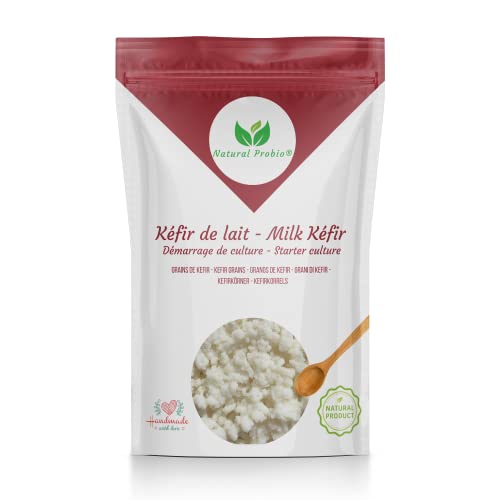 Natural Probio® Kefir Latte, Starter Kit Coltura Fermenti Lattici Naturali, con Latte Certificato OGM Free, Probiotico Naturale, Istruzioni, Ricetta e Consigli in Italiano