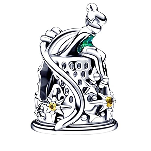 Lkwidi Donna Ciondolo- Tinker Bell Thimble Celeste Argento 925 Colgantes con Zirconia cubica per Charm Bracciale