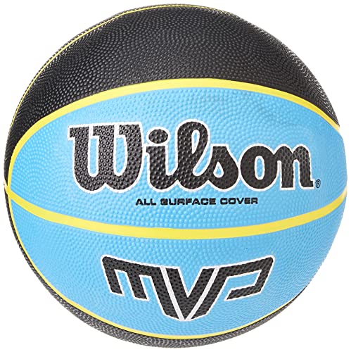 Wilson, Pallone da basket, MVP, Nero/Blu, Misura 7, Gomma, Uso all'interno e all'esterno, WTB9017XB07