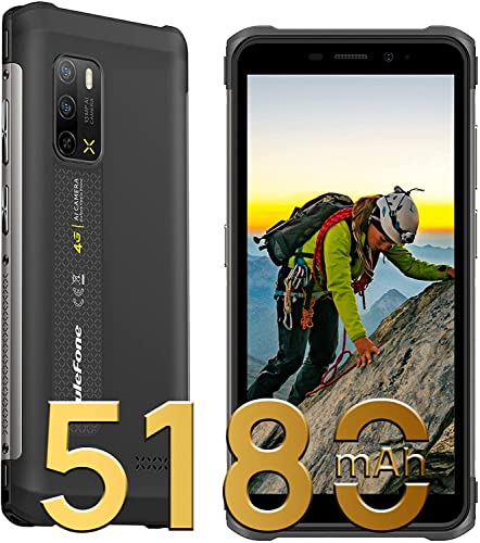Rugged Smartphone 2022, Ulefone Armor X10 Cellulare Antiurto 4GB RAM + 32GB ROM, 5180mAh Batteria 5.45' HD+ Schermo, 13MP+2MP Camera, 3 Slots Android 11 Dual SIM Telefono Resistente, NFC/OTG/GPS-Nero